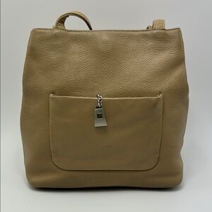 Coletta Tan Minimalist Leather Shoulder Bag with Clean Lines